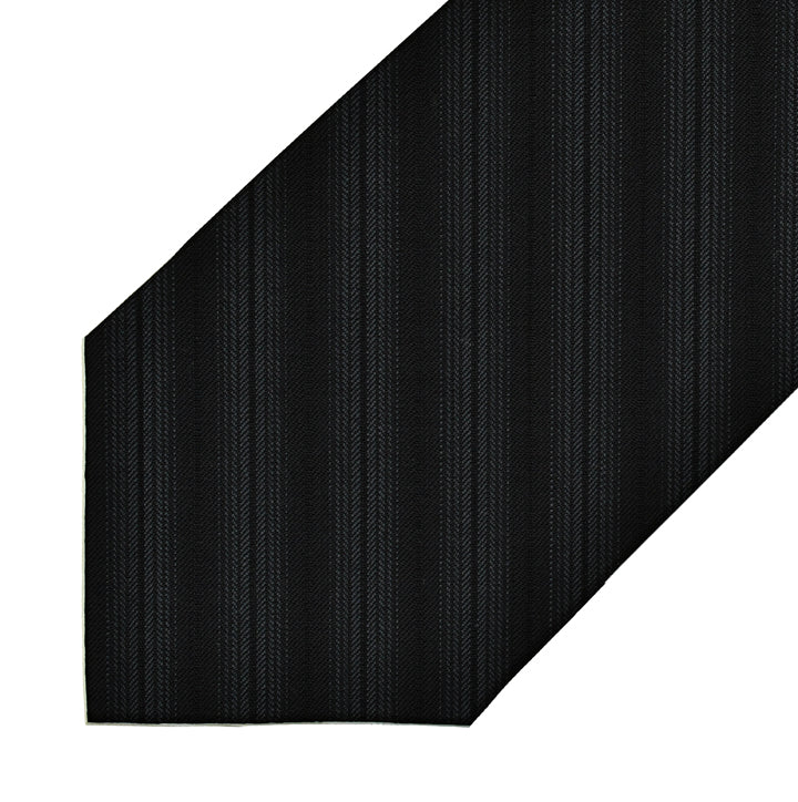 Wool - Black and Charcoal Pinstripe - 7-Fold Necktie