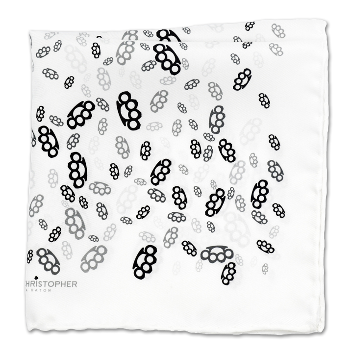 Brass Knuckles Abstract Pocket Square - Black and White - Shawn Christopher