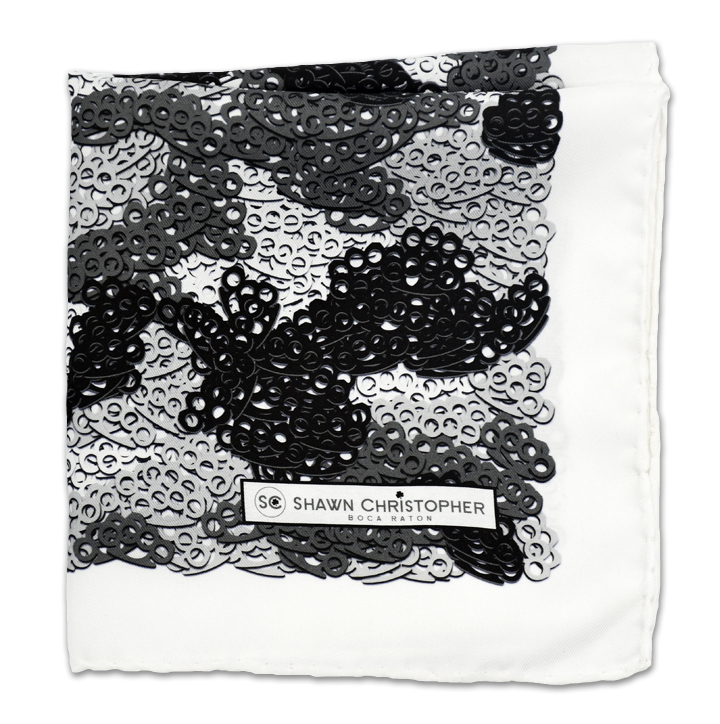 Brass Knuckles Camouflage Pocket Square - Black and White - Shawn Christopher