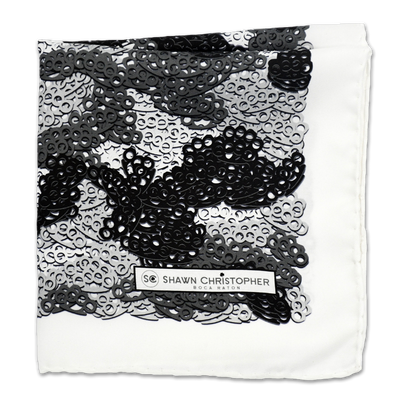 Brass Knuckles Camouflage Pocket Square - Black and White - Shawn Christopher