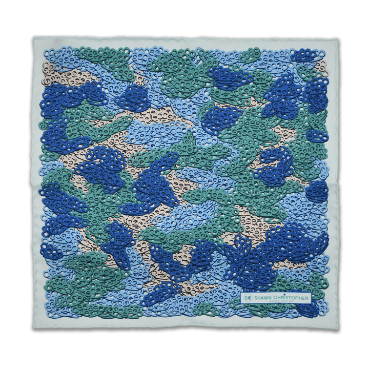 Brass Knuckles Camouflage Pocket Square - Blue and Teal - Shawn Christopher