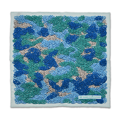 Brass Knuckles Camouflage Pocket Square - Blue and Teal - Shawn Christopher