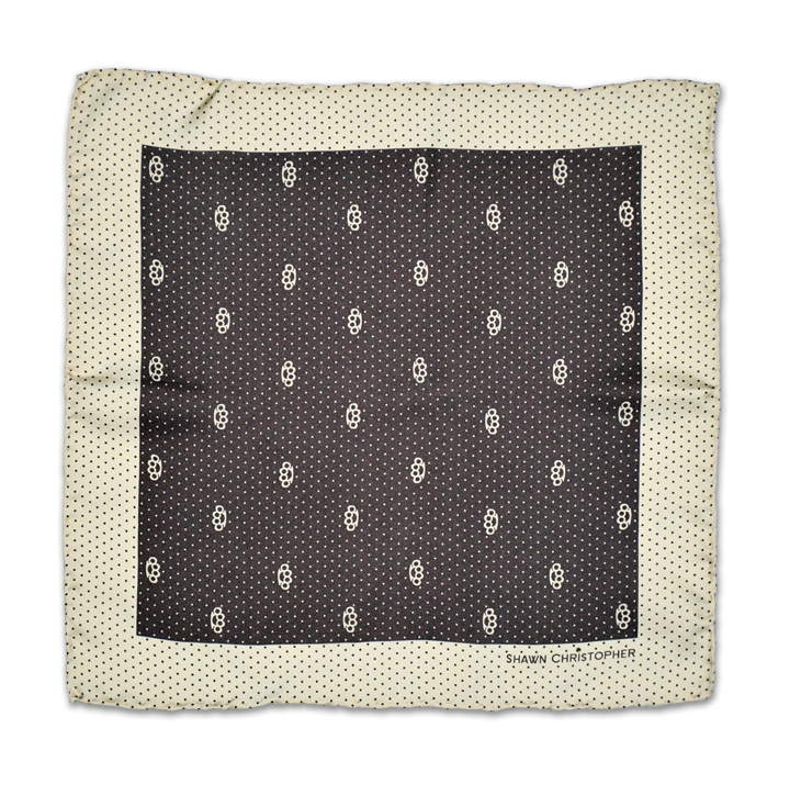 Brass Knuckles Dots Pocket Square - Brown and Tan - Shawn Christopher