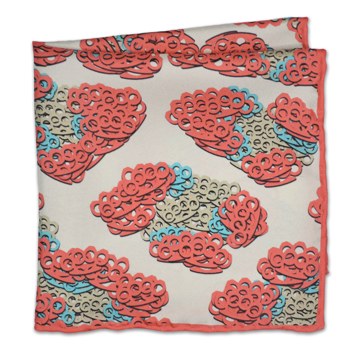 Brass Knuckles Leopard Pocket Square - Coral - Shawn Christopher