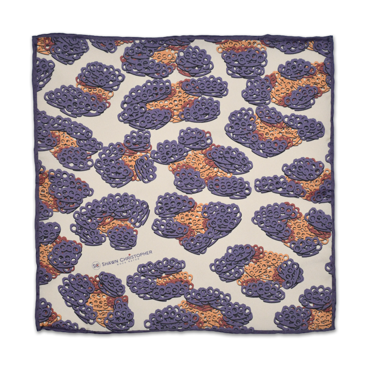 Brass Knuckles Leopard Pocket Square - Lavender - Shawn Christopher