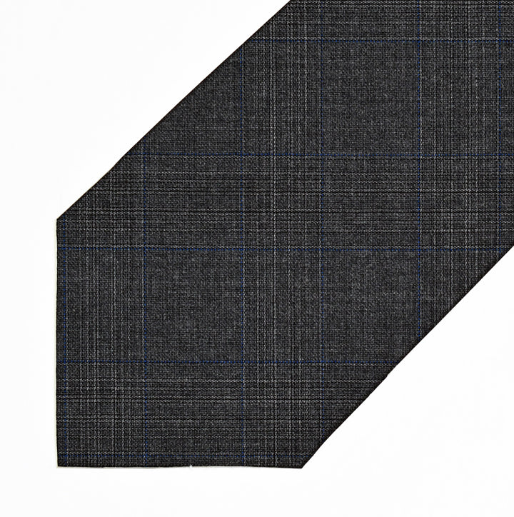 Holland & Sherry Super 160s Merino Wool - Grey and Blue Glen Plaid - 7-Fold Necktie