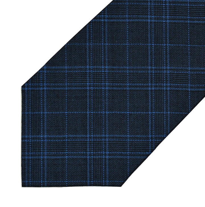 Wool - Charcoal with Blue Glen Plaid - 7-Fold Necktie