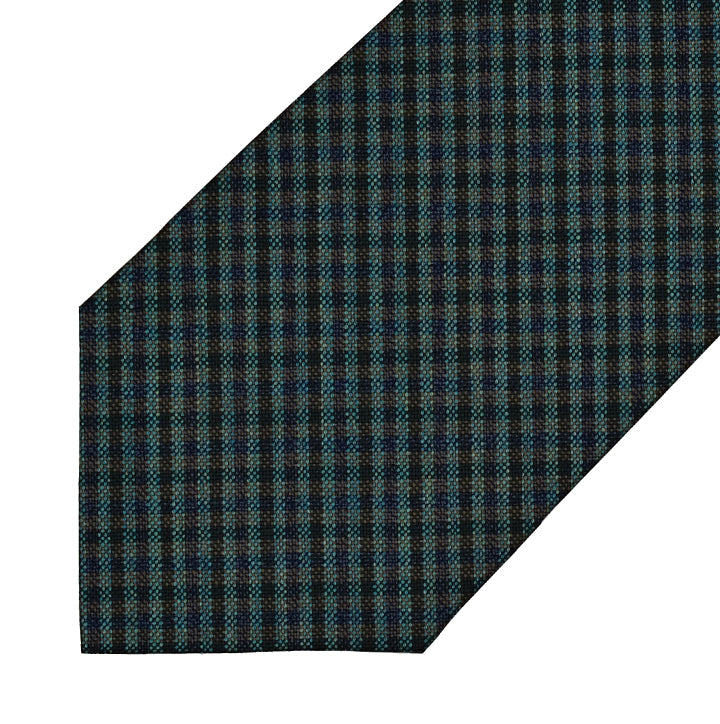 Huddersfield Wool - Green and Navy Gingham - 7-Fold Necktie