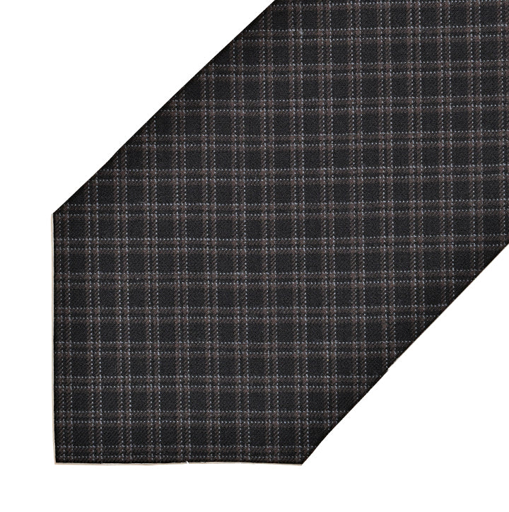 Holland & Sherry Super 160s Merino Wool - Black with Brown Micro Check
